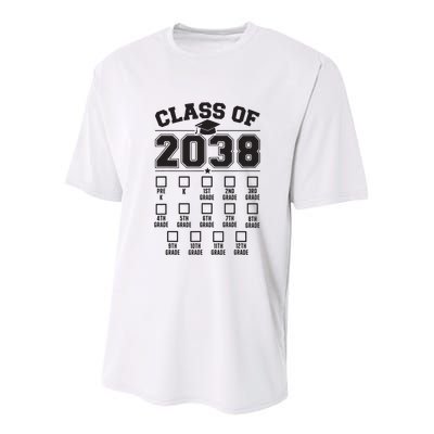 Class Of 2038 Grow With Me Checklist Prek To 12th Grade Youth Performance Sprint T-Shirt
