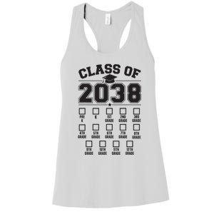 Class Of 2038 Grow With Me Checklist Prek To 12th Grade Women's Racerback Tank