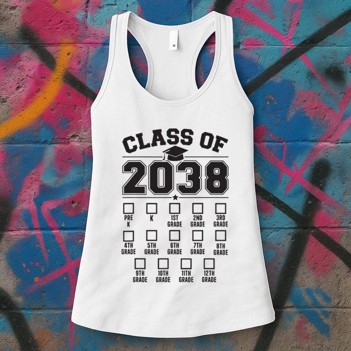 Class Of 2038 Grow With Me Checklist Prek To 12th Grade Womens Tank Top