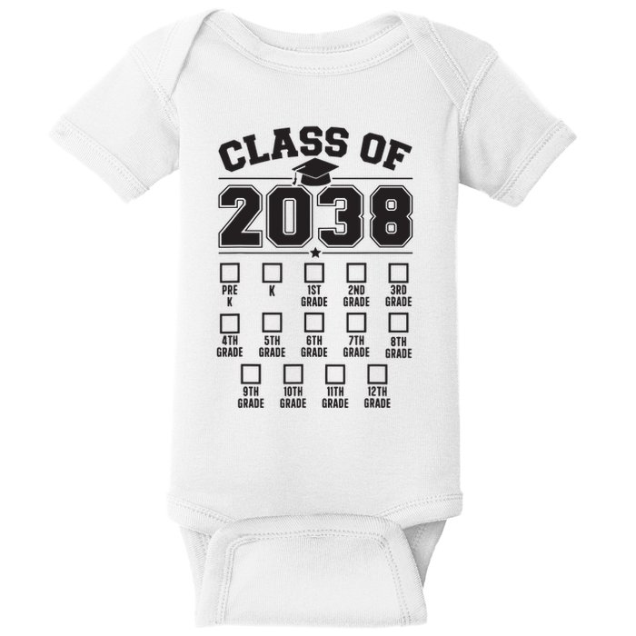 Class Of 2038 Grow With Me Checklist Prek To 12th Grade Baby Bodysuit