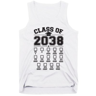 Class Of 2038 Grow With Me Checklist Prek To 12th Grade Tank Top
