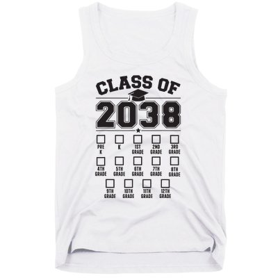 Class Of 2038 Grow With Me Checklist Prek To 12th Grade Tank Top