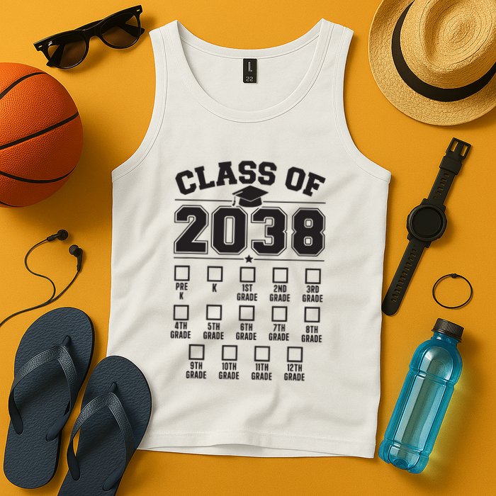 Class Of 2038 Grow With Me Checklist Prek To 12th Grade Tank Top