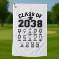 Class Of 2038 Grow With Me Checklist Prek To 12th Grade Golf Towel