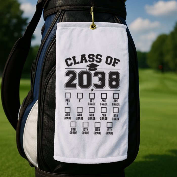 Class Of 2038 Grow With Me Checklist Prek To 12th Grade Golf Towel