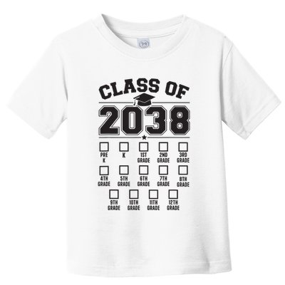 Class Of 2038 Grow With Me Checklist Prek To 12th Grade Toddler T-Shirt