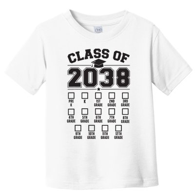 Class Of 2038 Grow With Me Checklist Prek To 12th Grade Toddler T-Shirt