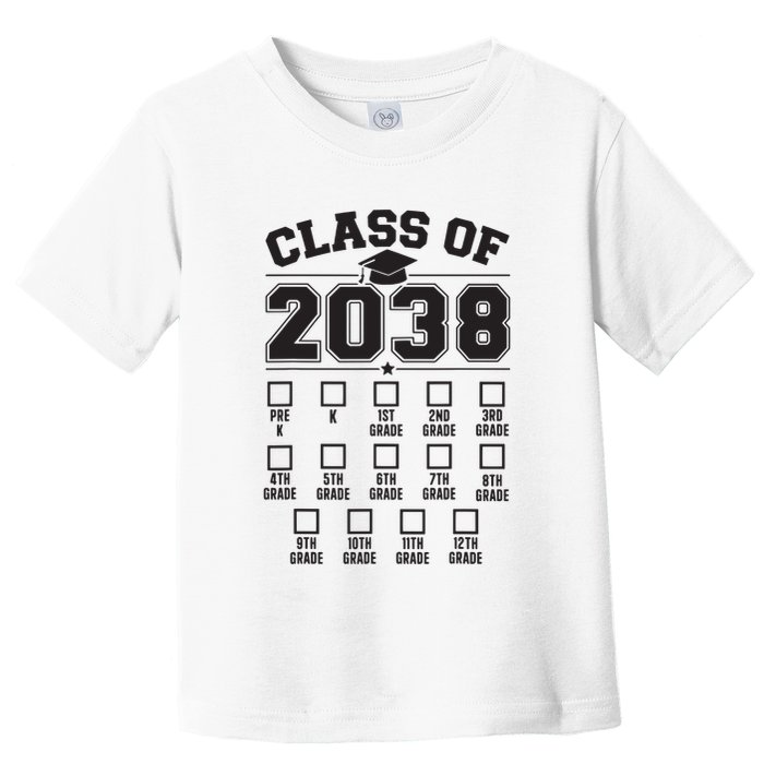Class Of 2038 Grow With Me Checklist Prek To 12th Grade Toddler T-Shirt