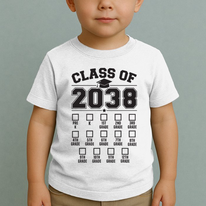 Class Of 2038 Grow With Me Checklist Prek To 12th Grade Toddler T-Shirt