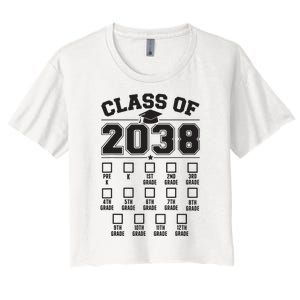 Class Of 2038 Grow With Me Checklist Prek To 12th Grade Women's Crop Top Tee