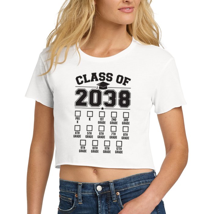 Class Of 2038 Grow With Me Checklist Prek To 12th Grade Crop Top