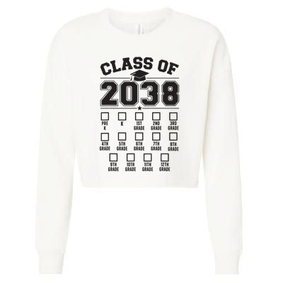 Class Of 2038 Grow With Me Checklist Prek To 12th Grade Cropped Pullover Crew