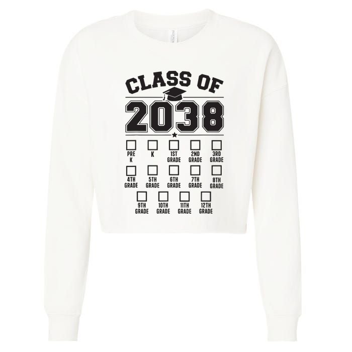 Class Of 2038 Grow With Me Checklist Prek To 12th Grade Cropped Pullover Crew