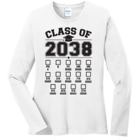 Class Of 2038 Grow With Me Checklist Prek To 12th Grade Ladies Long Sleeve Shirt