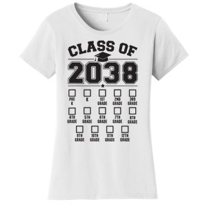 Class Of 2038 Grow With Me Checklist Prek To 12th Grade Women's T-Shirt