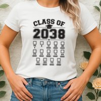 Class Of 2038 Grow With Me Checklist Prek To 12th Grade Womens T-Shirt