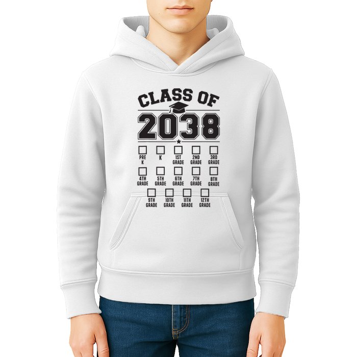 Class Of 2038 Grow With Me Checklist Prek To 12th Grade Kids Hoodie