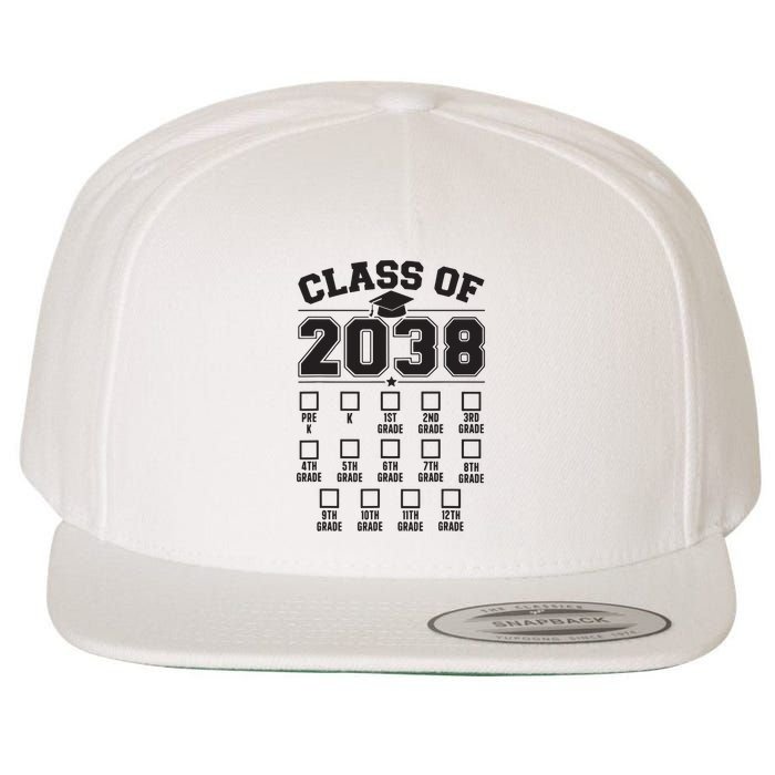 Class Of 2038 Grow With Me Checklist Prek To 12th Grade Wool Snapback Cap
