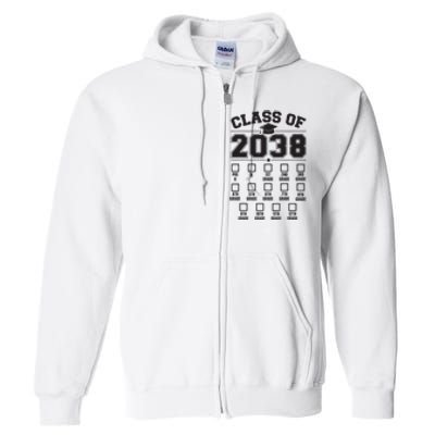 Class Of 2038 Grow With Me Checklist Prek To 12th Grade Full Zip Hoodie