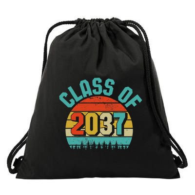 Class Of 2037 Grow With Me Kindergarten To Graduation Retro Drawstring Bag