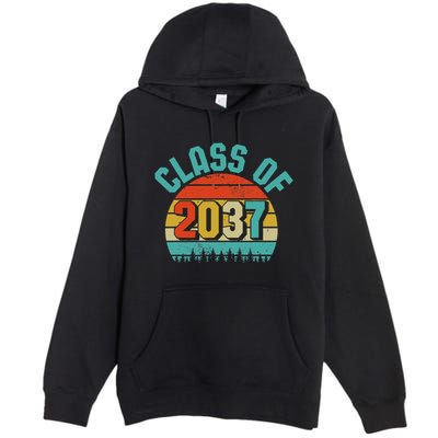 Class Of 2037 Grow With Me Kindergarten To Graduation Retro Premium Pullover Hoodie