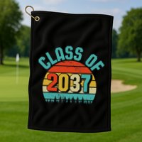 Class Of 2037 Grow With Me Kindergarten To Graduation Retro Golf Towel