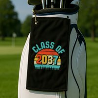 Class Of 2037 Grow With Me Kindergarten To Graduation Retro Golf Towel