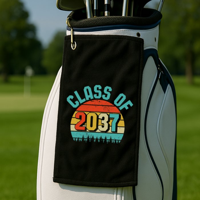 Class Of 2037 Grow With Me Kindergarten To Graduation Retro Golf Towel