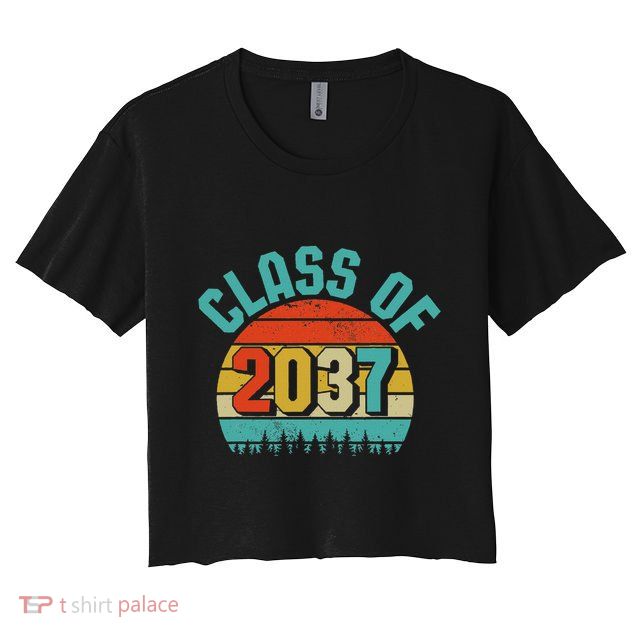 Class Of 2037 Grow With Me Kindergarten To Graduation Retro Crop Top