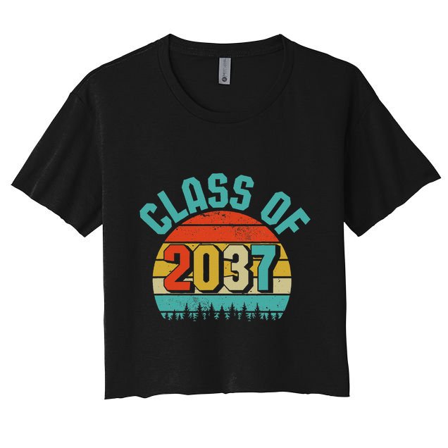 Class Of 2037 Grow With Me Kindergarten To Graduation Retro Crop Top