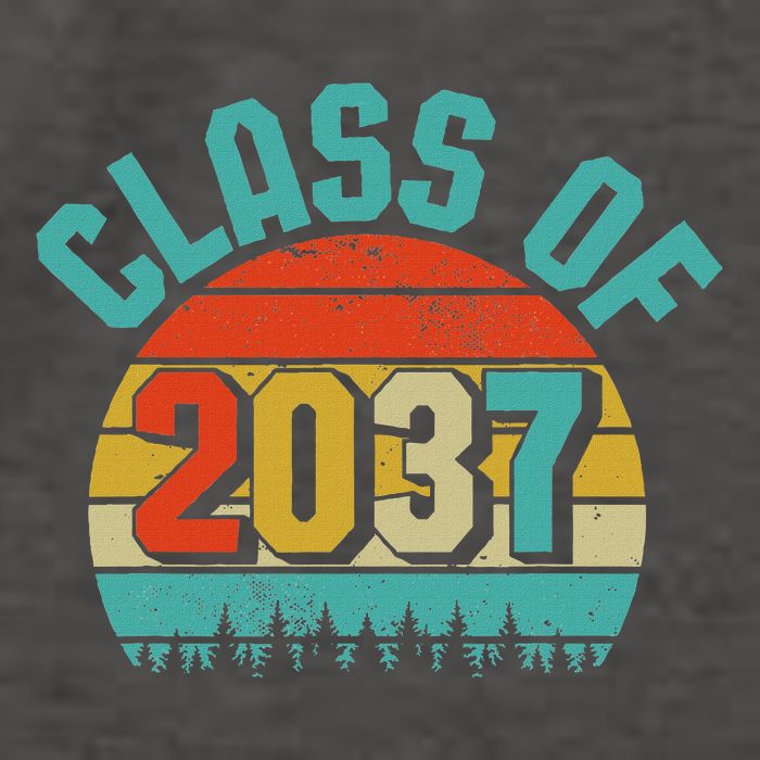 Class Of 2037 Grow With Me Kindergarten To Graduation Retro Vector Backpack