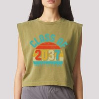 Class Of 2037 Grow With Me Kindergarten To Graduation Retro Garment-Dyed Women's Muscle Tee