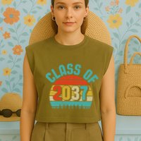 Class Of 2037 Grow With Me Kindergarten To Graduation Retro Garment-Dyed Women's Muscle Tee