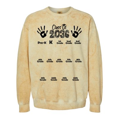 Class Of 2036 Grow With Me Handprint Pre K 12th Grade Colorblast Crewneck Sweatshirt