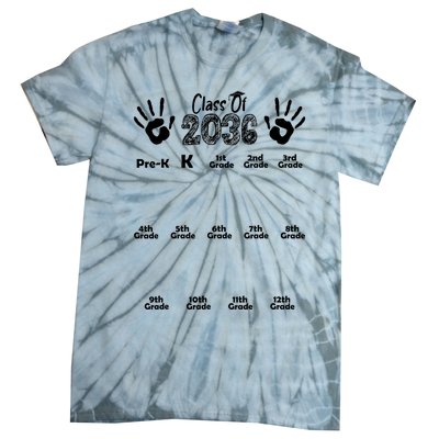 Class Of 2036 Grow With Me Handprint Pre K 12th Grade Tie-Dye T-Shirt