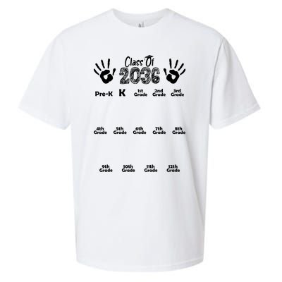 Class Of 2036 Grow With Me Handprint Pre K 12th Grade Sueded Cloud Jersey T-Shirt