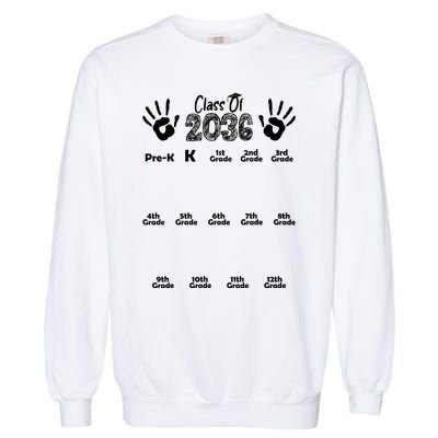 Class Of 2036 Grow With Me Handprint Pre K 12th Grade Garment-Dyed Sweatshirt