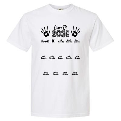 Class Of 2036 Grow With Me Handprint Pre K 12th Grade Garment-Dyed Heavyweight T-Shirt