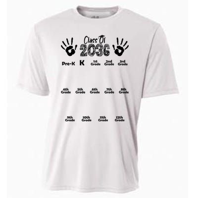 Class Of 2036 Grow With Me Handprint Pre K 12th Grade Cooling Performance Crew T-Shirt