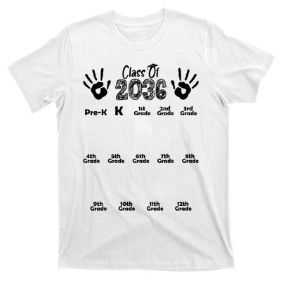 Class Of 2036 Grow With Me Handprint Pre K 12th Grade T-Shirt