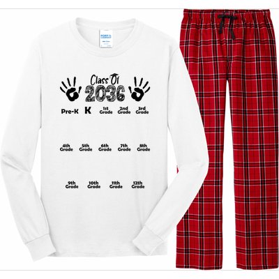 Class Of 2036 Grow With Me Handprint Pre K 12th Grade Long Sleeve Pajama Set