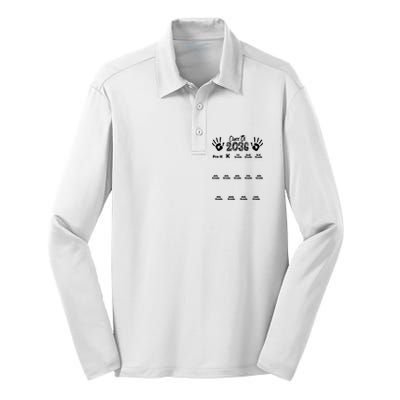 Class Of 2036 Grow With Me Handprint Pre K 12th Grade Silk Touch Performance Long Sleeve Polo