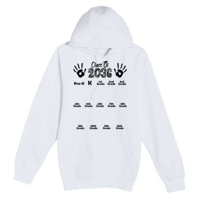 Class Of 2036 Grow With Me Handprint Pre K 12th Grade Premium Pullover Hoodie