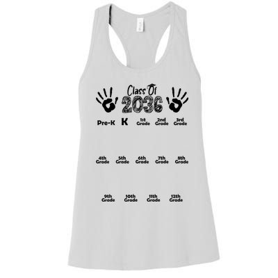 Class Of 2036 Grow With Me Handprint Pre K 12th Grade Women's Racerback Tank