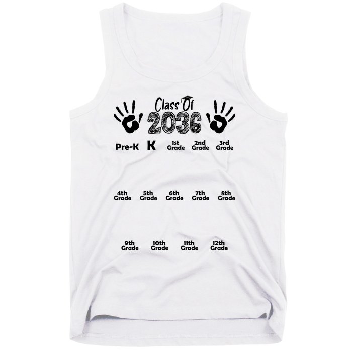 Class Of 2036 Grow With Me Handprint Pre K 12th Grade Tank Top