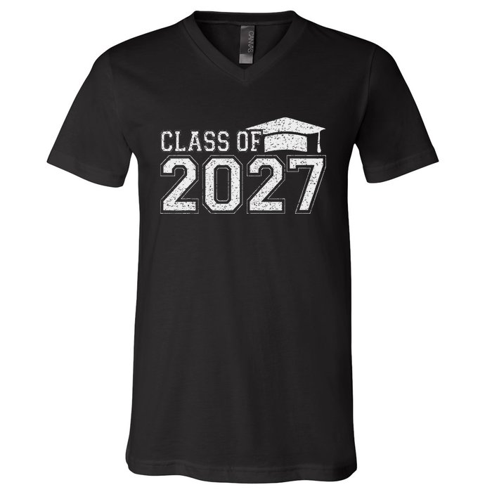 Class Of 2027 Kindergarten Graduation First Day Of School V-Neck T-Shirt