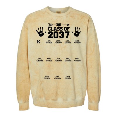 Class Of 2037 Grow With Me Handprint Prek 12th Grade Colorblast Crewneck Sweatshirt