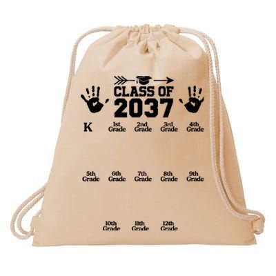 Class Of 2037 Grow With Me Handprint Prek 12th Grade Drawstring Bag