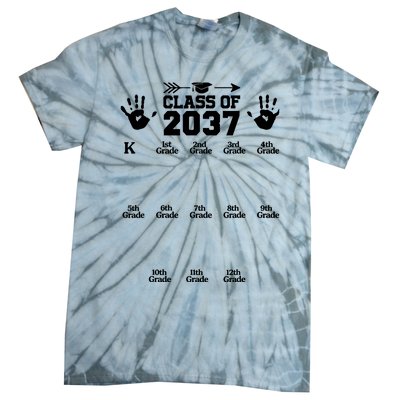 Class Of 2037 Grow With Me Handprint Prek 12th Grade Tie-Dye T-Shirt