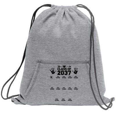 Class Of 2037 Grow With Me Handprint Prek 12th Grade Sweatshirt Cinch Pack Bag